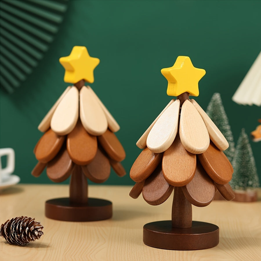 FestivCoast | Houten kerstboom onderzetters met standaard – 3 stuks, creatief boomvormig, hittebestendig