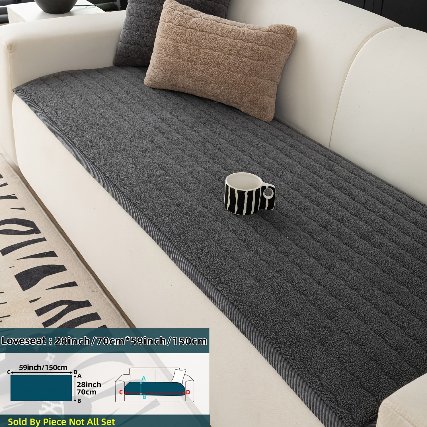 SnugWrap | Slipvaste Sofa Overtrek van Dik Pluche - Machinewasbaar, Huisdiervriendelijke Bankbeschermer voor de Woonkamer