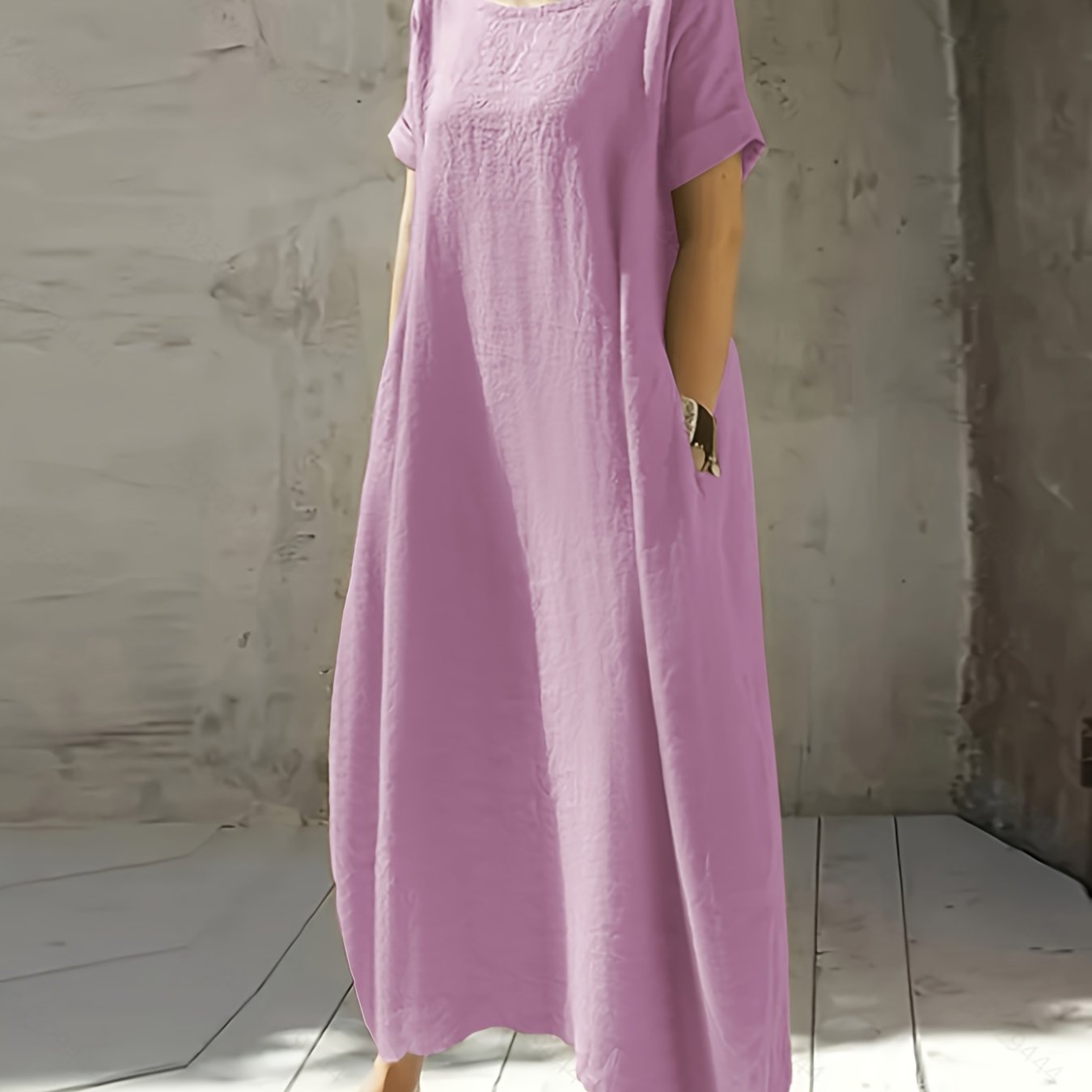 Elvarra | Losse Maxi Jurk met Zakjes – Korte Mouwen, Ademend, Casual Zomerjurk