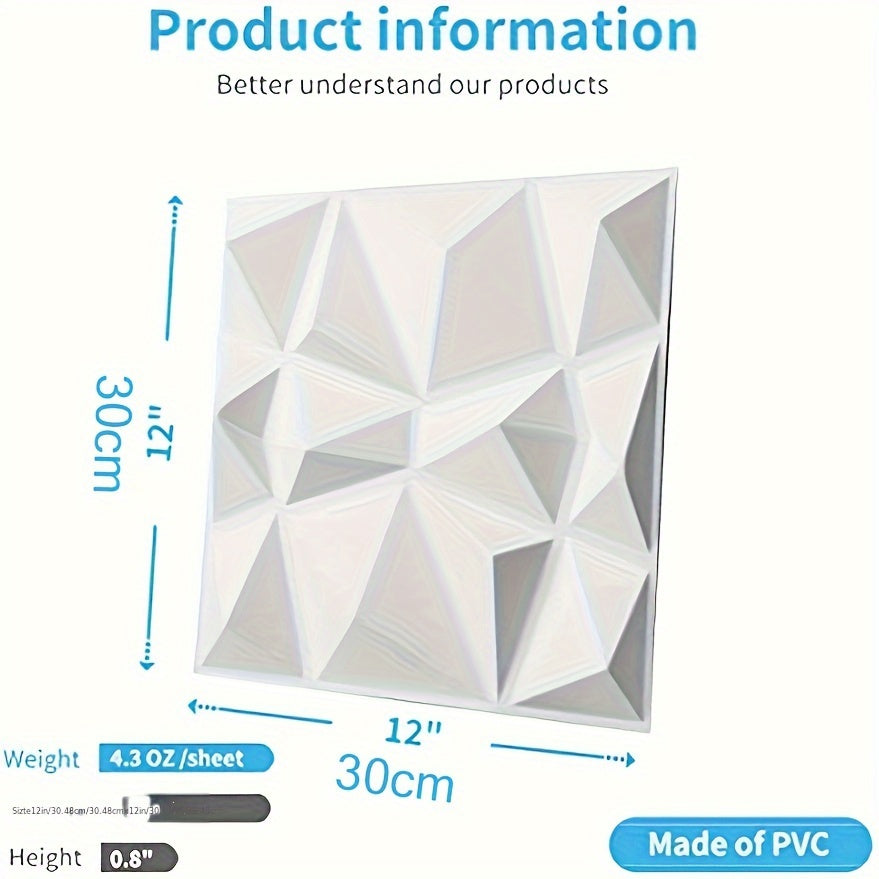 GeoLux | 3D geometrische diamantwandpanelen – zelfklevende, moderne decoratieve panelen voor een stijlvol interieur