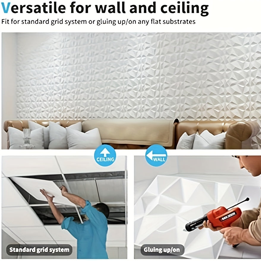 GeoLux | 3D geometrische diamantwandpanelen – zelfklevende, moderne decoratieve panelen voor een stijlvol interieur