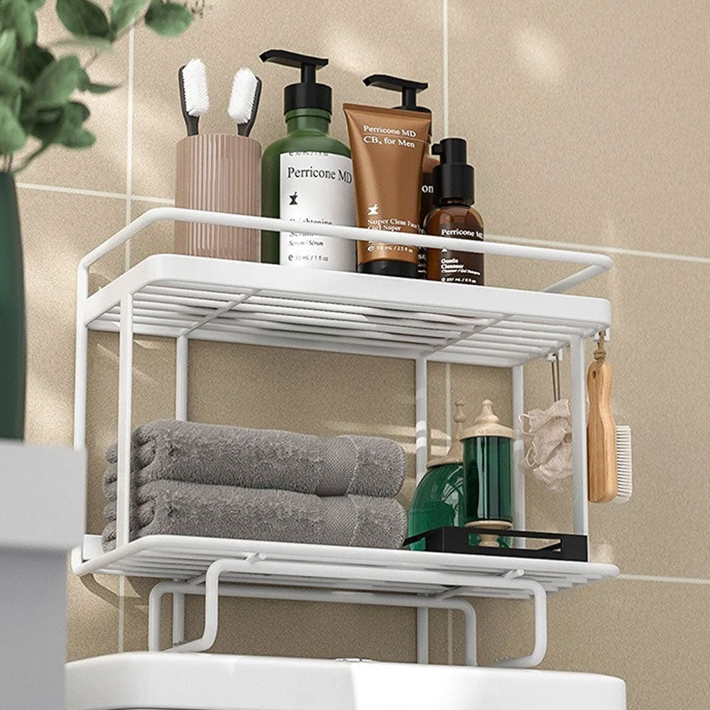 LooLoft | Badkamerplank boven toilet, ruimtebesparende toiletorganizer, duurzaam smeedijzer