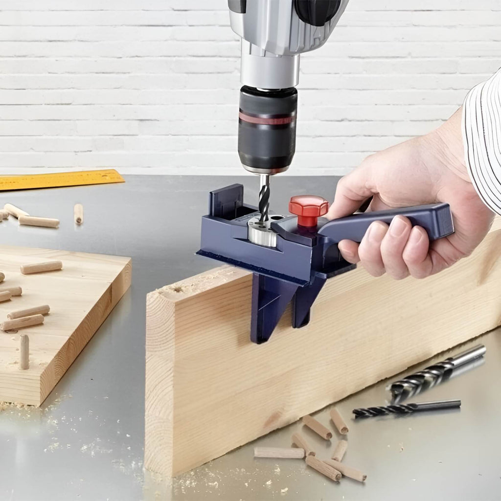 PrecisionPro | Verstelbare boorgeleider voor houten deuvels – Multifunctioneel uitlijnings- en gatpositioneringsgereedschap