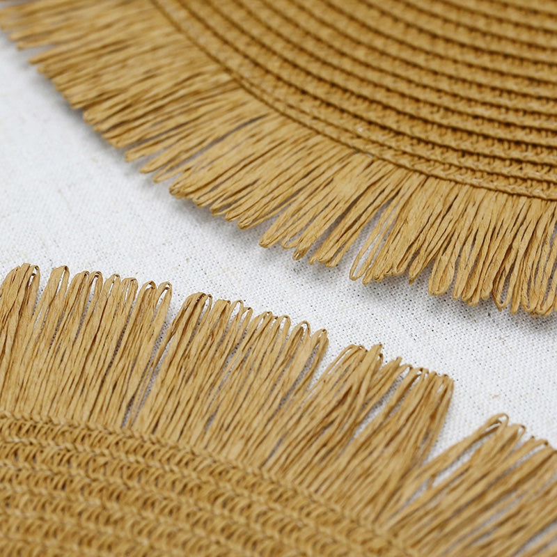 WeaveAura | Boho Ronde Geweven Placemats - Linnen Gevlochten, Hittebestendige Tafelmatten