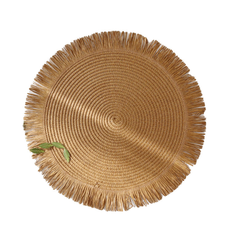 WeaveAura | Boho Ronde Geweven Placemats - Linnen Gevlochten, Hittebestendige Tafelmatten