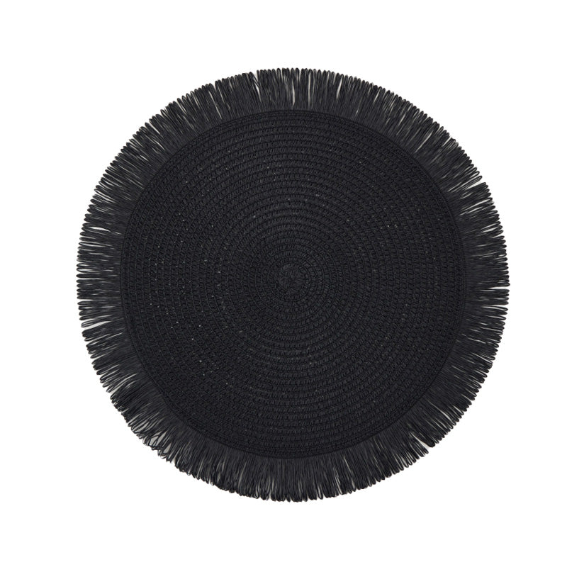 WeaveAura | Boho Ronde Geweven Placemats - Linnen Gevlochten, Hittebestendige Tafelmatten