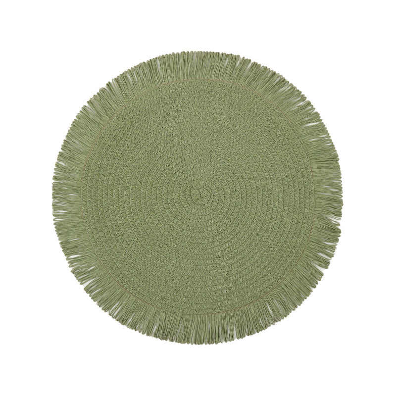 WeaveAura | Boho Ronde Geweven Placemats - Linnen Gevlochten, Hittebestendige Tafelmatten