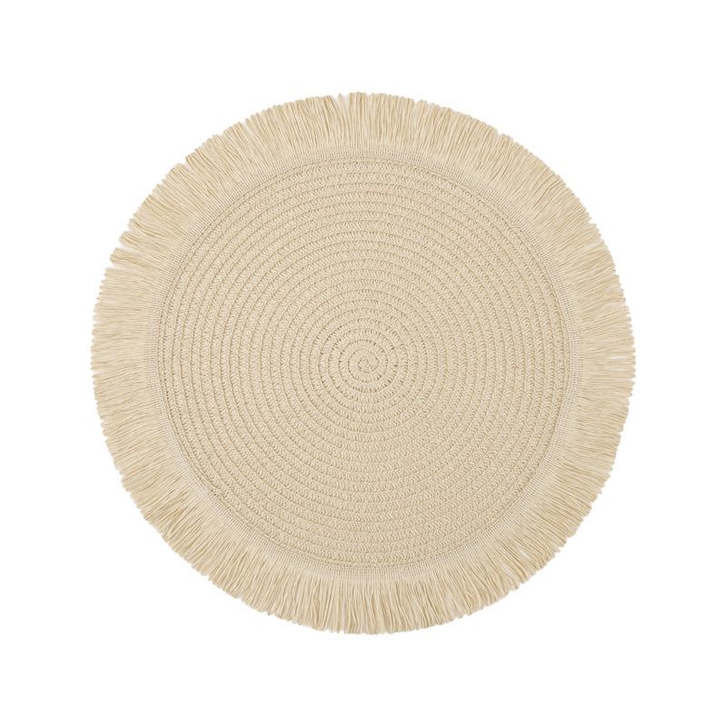 WeaveAura | Boho Ronde Geweven Placemats - Linnen Gevlochten, Hittebestendige Tafelmatten