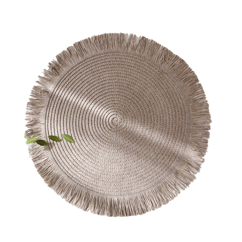 WeaveAura | Boho Ronde Geweven Placemats - Linnen Gevlochten, Hittebestendige Tafelmatten