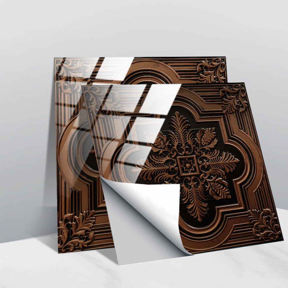 LuxeTile | Glanzend Retro Vintage Patroon Tegels Behang - Zelfklevende PVC Muur & Meubel Sticker