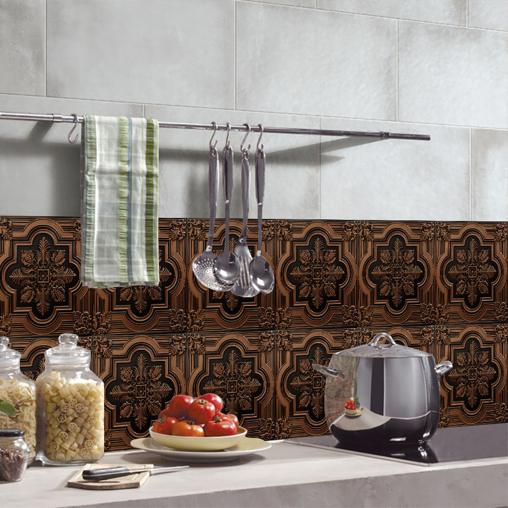 LuxeTile | Glanzend Retro Vintage Patroon Tegels Behang - Zelfklevende PVC Muur & Meubel Sticker