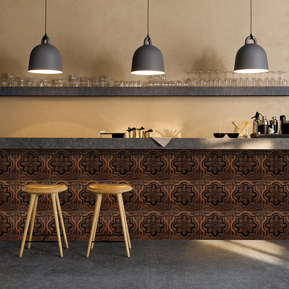 LuxeTile | Glanzend Retro Vintage Patroon Tegels Behang - Zelfklevende PVC Muur & Meubel Sticker