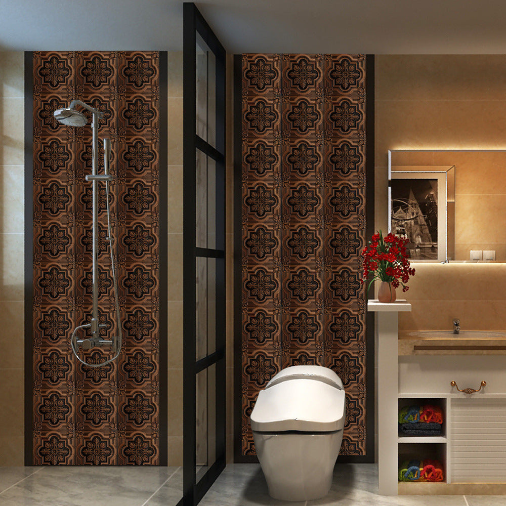 LuxeTile | Glanzend Retro Vintage Patroon Tegels Behang - Zelfklevende PVC Muur & Meubel Sticker