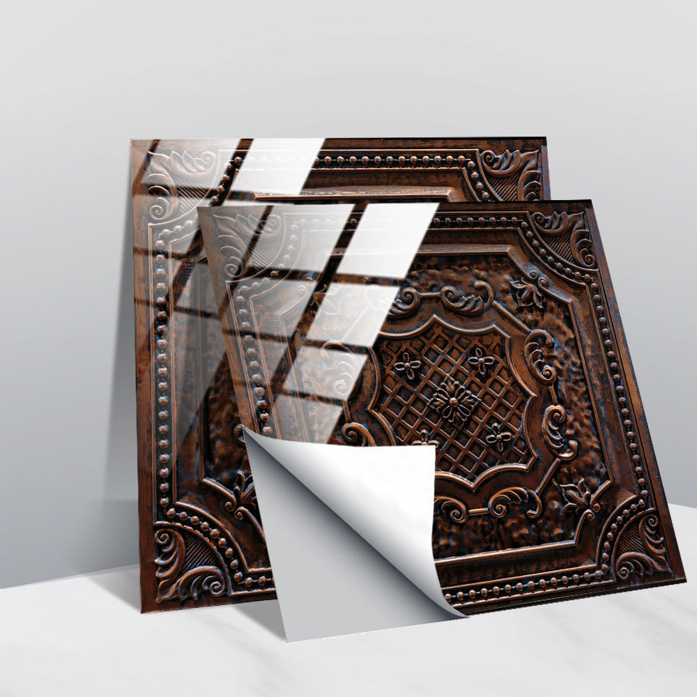 LuxeTile | Glanzend Retro Vintage Patroon Tegels Behang - Zelfklevende PVC Muur & Meubel Sticker