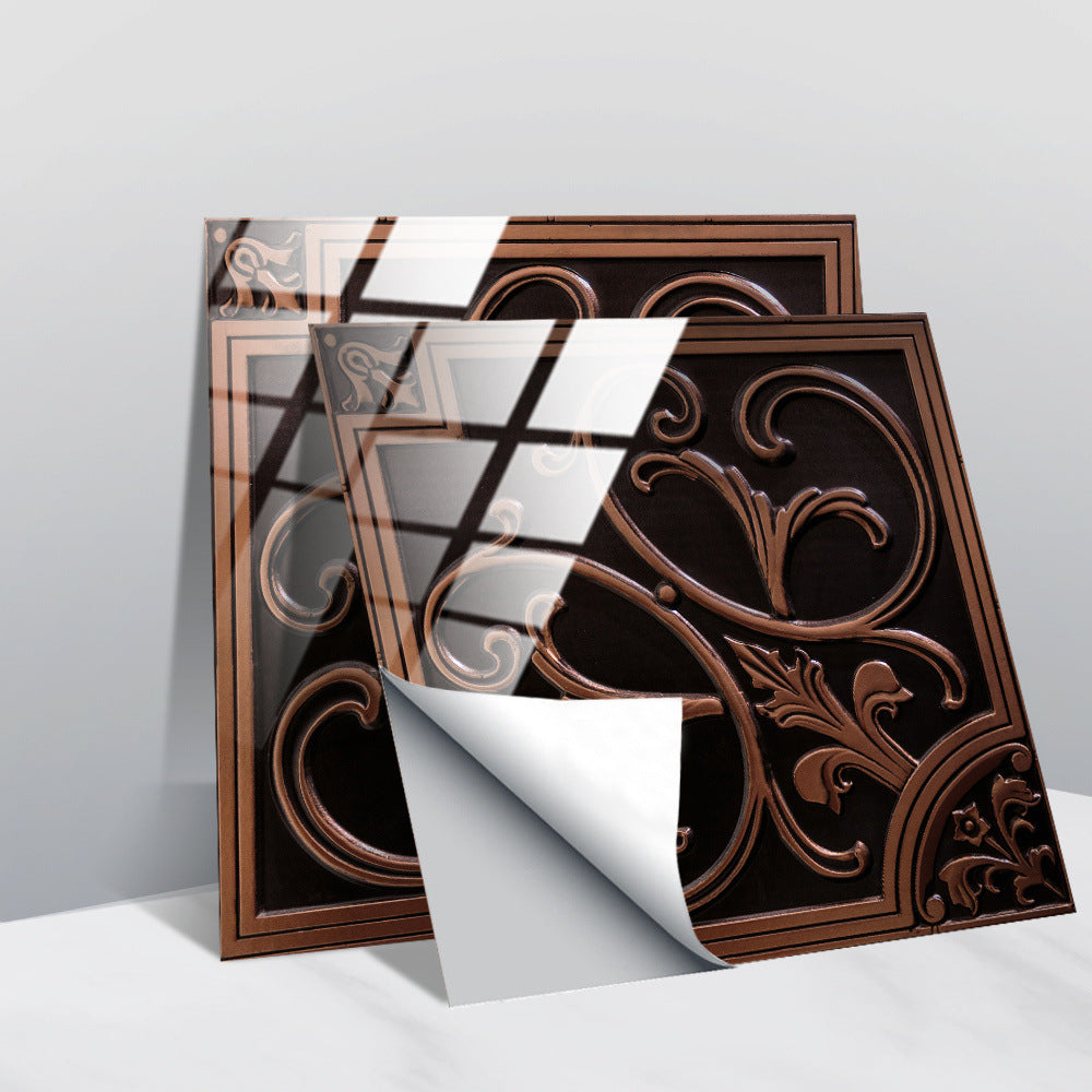 LuxeTile | Glanzend Retro Vintage Patroon Tegels Behang - Zelfklevende PVC Muur & Meubel Sticker