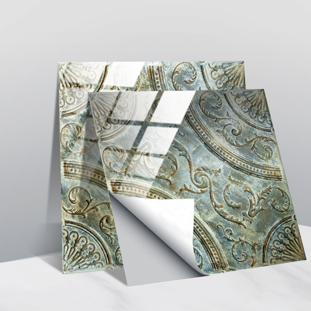 LuxeTile | Glanzend Retro Vintage Patroon Tegels Behang - Zelfklevende PVC Muur & Meubel Sticker