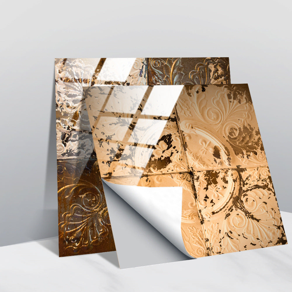 LuxeTile | Glanzend Retro Vintage Patroon Tegels Behang - Zelfklevende PVC Muur & Meubel Sticker