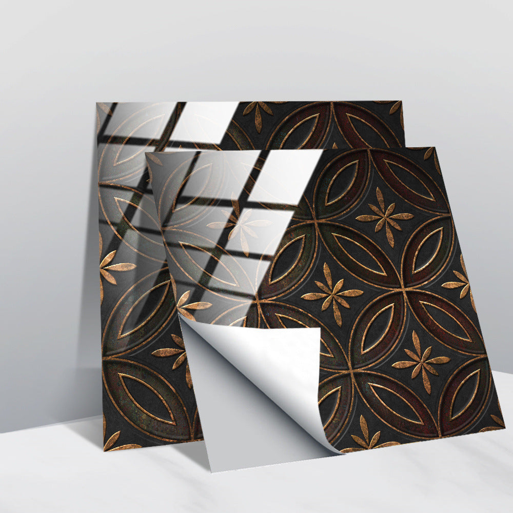 LuxeTile | Glanzend Retro Vintage Patroon Tegels Behang - Zelfklevende PVC Muur & Meubel Sticker