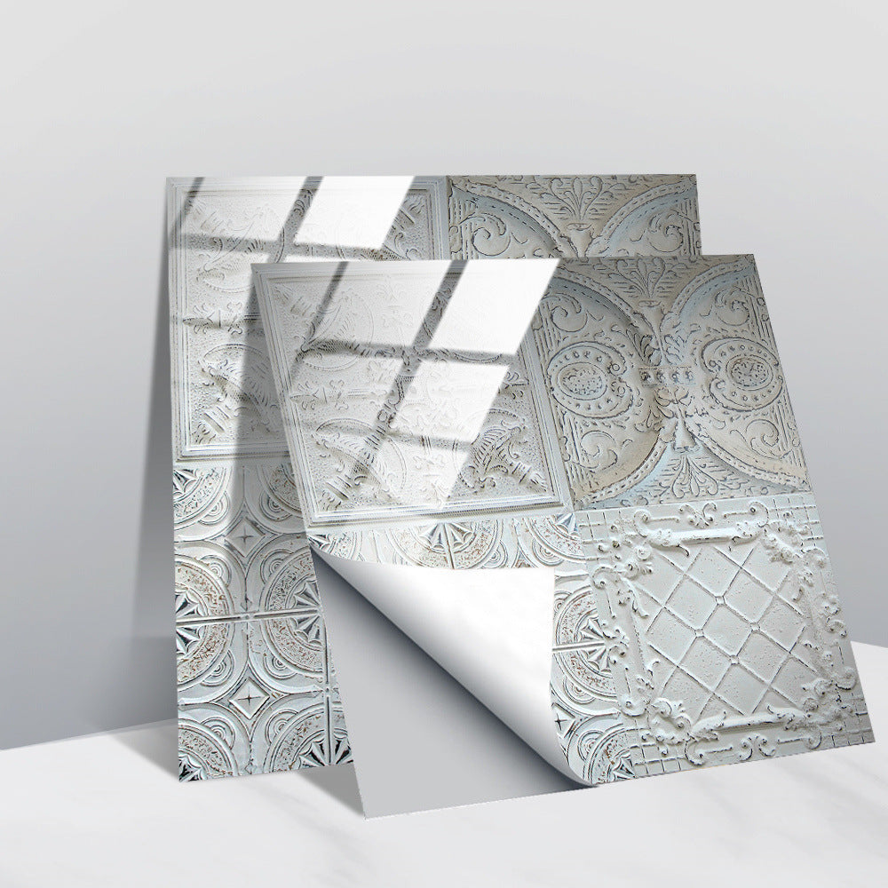 LuxeTile | Glanzend Retro Vintage Patroon Tegels Behang - Zelfklevende PVC Muur & Meubel Sticker