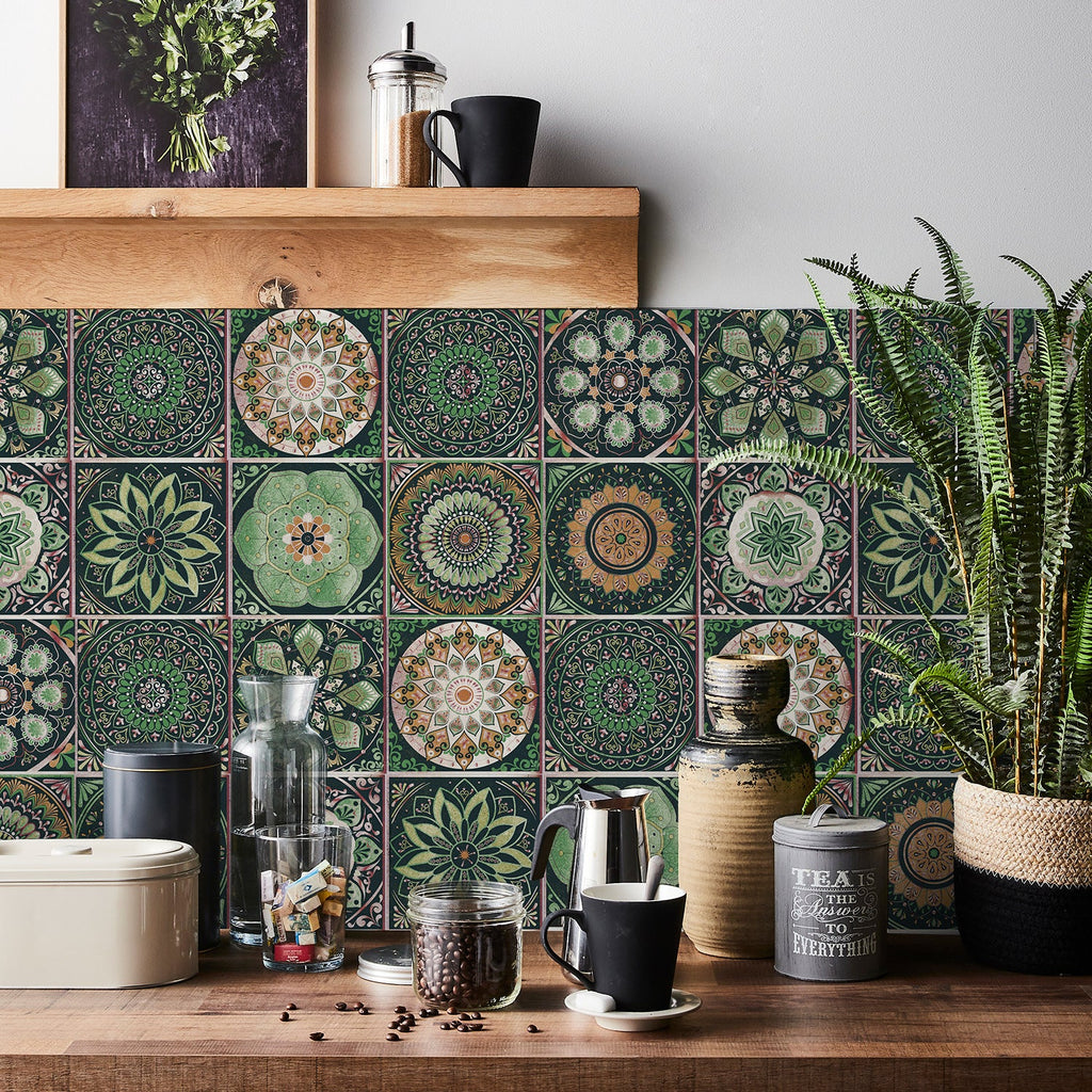 MandalaPatch | 24 Mandala Tegel Stickers - Europese Stijl, Peel & Stick, Waterdicht Vinyl Muur- & Vloerstickers