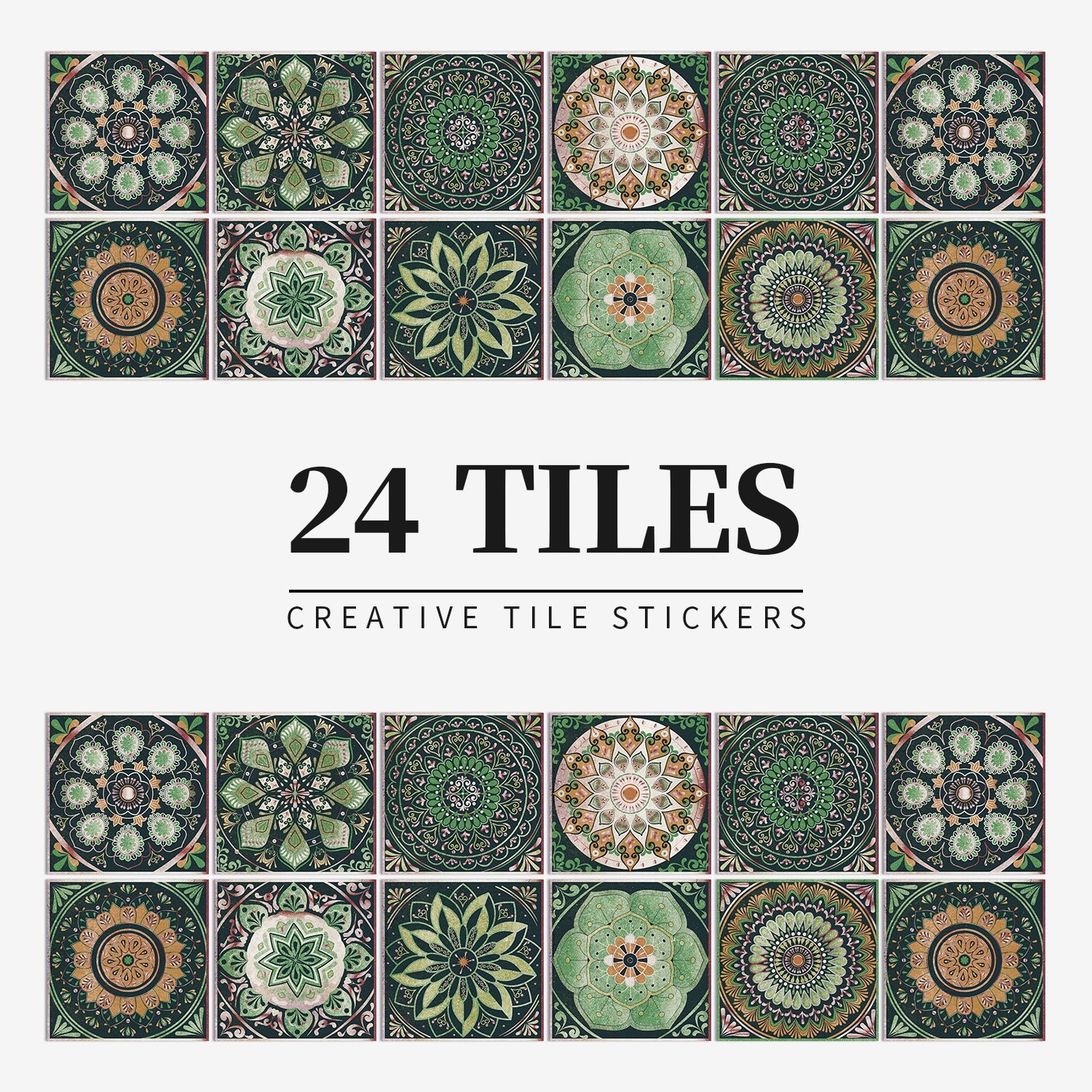 MandalaPatch | 24 Mandala Tegel Stickers - Europese Stijl, Peel & Stick, Waterdicht Vinyl Muur- & Vloerstickers