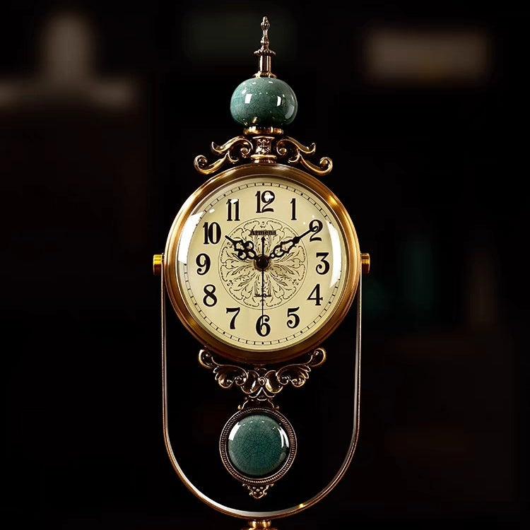 TimeRelic | Classic Grace Antiek Messing Bureauklok - Vintage Pendule, Elegant Decoratie voor thuis