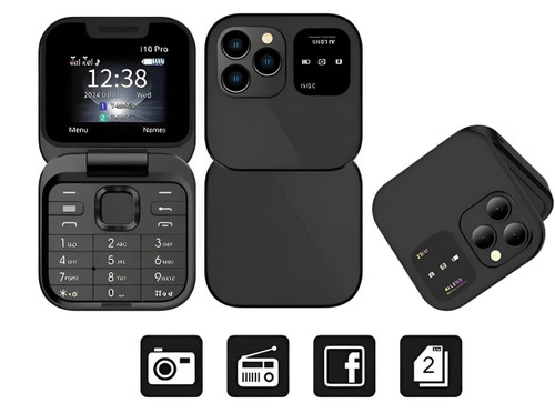FoldX | Compacte opvouwbare dual-sim-telefoon – HD- en LED-functies