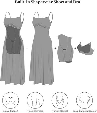 Azelyra | Dames shapewear jurk met ingebouwde beha – Bodycon slankmakende midi jurk
