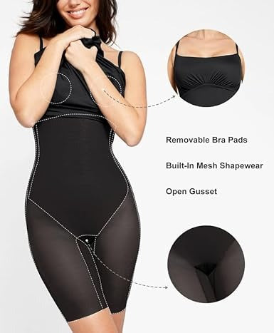 Azelyra | Dames shapewear jurk met ingebouwde beha – Bodycon slankmakende midi jurk