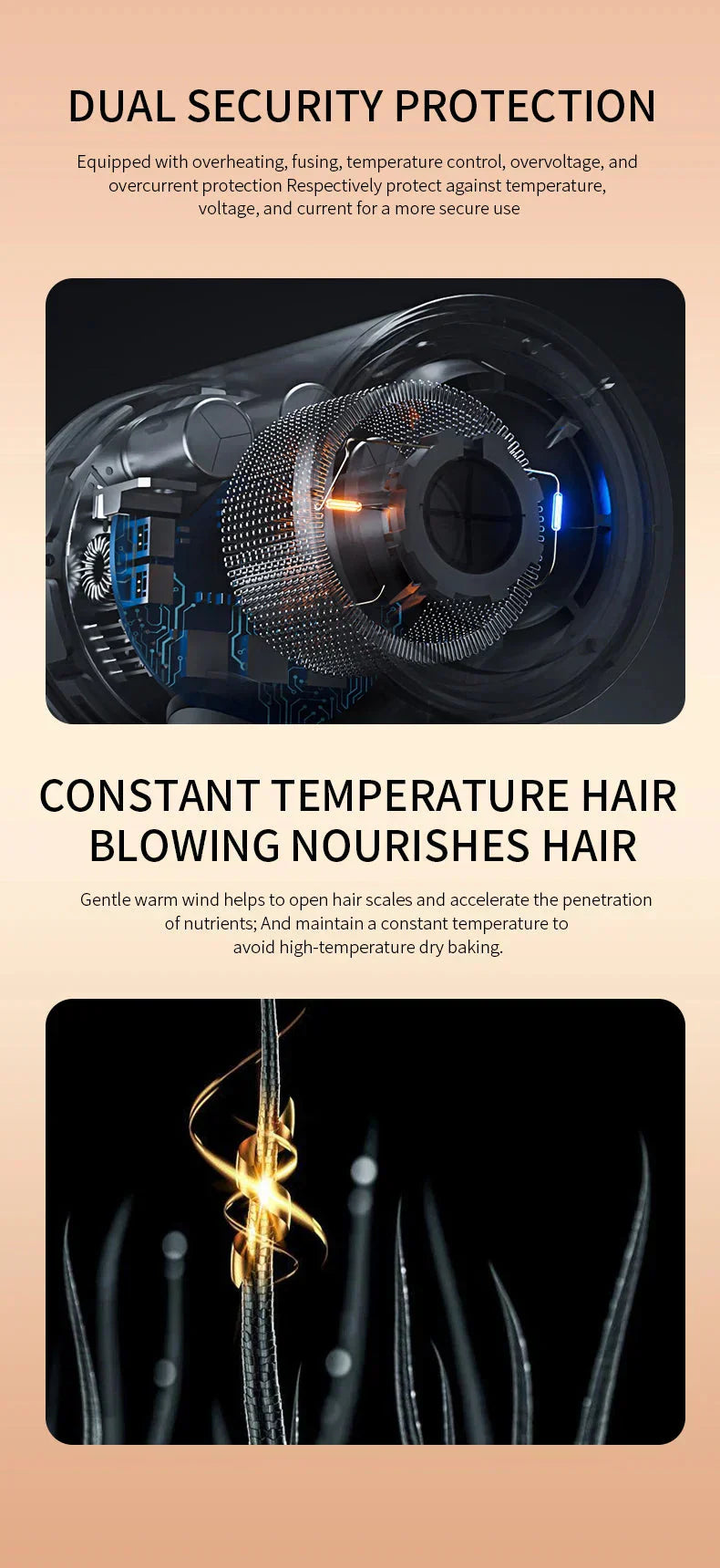 IonBlaze | 2400W Professionele Ionische Haardroger - Warme & Koude Lucht, Pluisvrij Haar