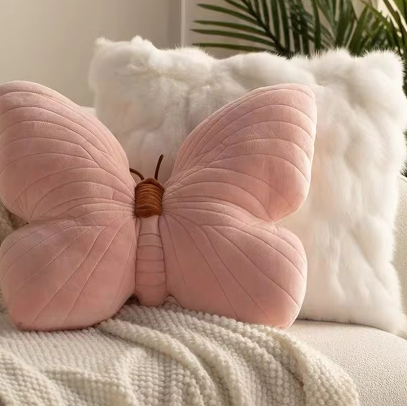 CozyFlutter | Vlinder Pluche Kussen - Zacht Decoratief Sierkussen, Accent Kamer Kinderen & Kinderkamer