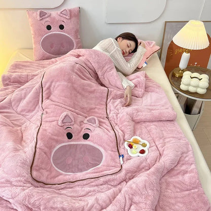 Comfora | 2-in-1 omvormbaar kussen-dekbedset — Warme reis- en huisdeken met kussen,