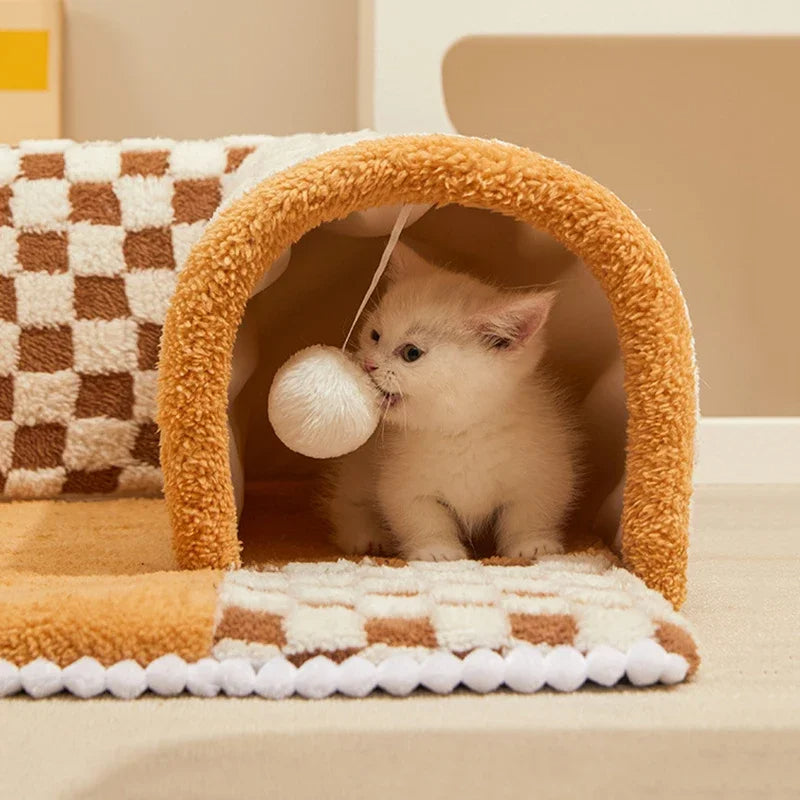 PawTunnel | 2-in-1 pluche tunnelbed voor katten en honden – interactief speelgoed en een knus rustplekje