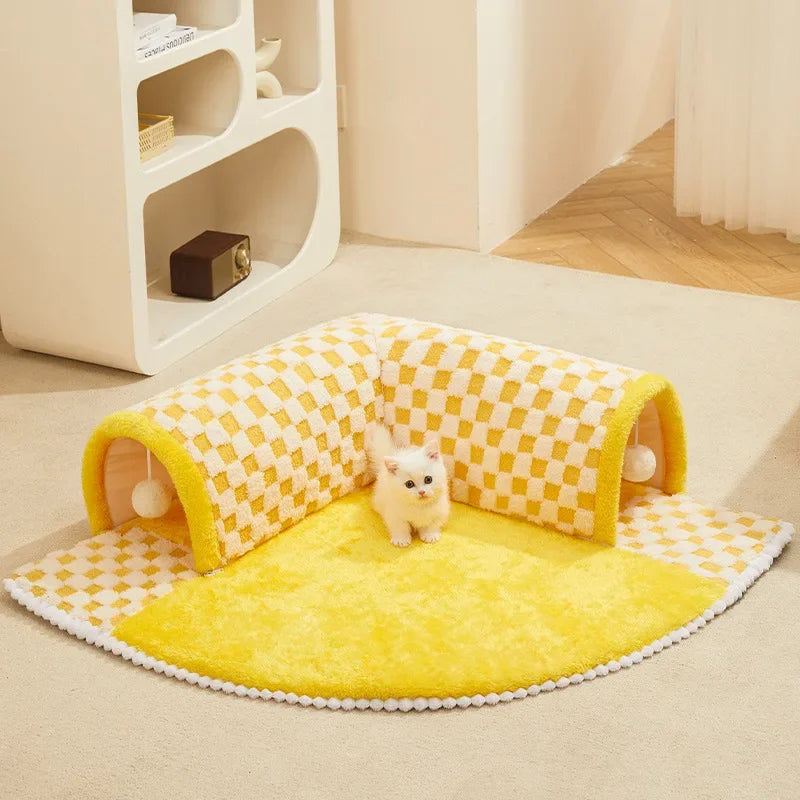 PawTunnel | 2-in-1 pluche tunnelbed voor katten en honden – interactief speelgoed en een knus rustplekje