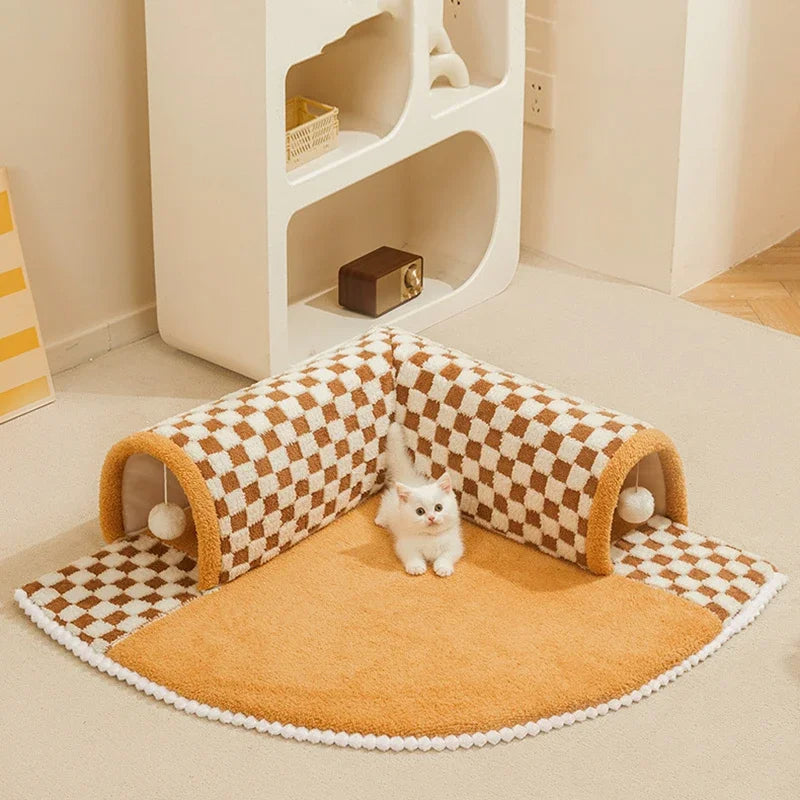 PawTunnel | 2-in-1 pluche tunnelbed voor katten en honden – interactief speelgoed en een knus rustplekje