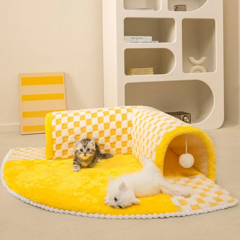 PawTunnel | 2-in-1 pluche tunnelbed voor katten en honden – interactief speelgoed en een knus rustplekje
