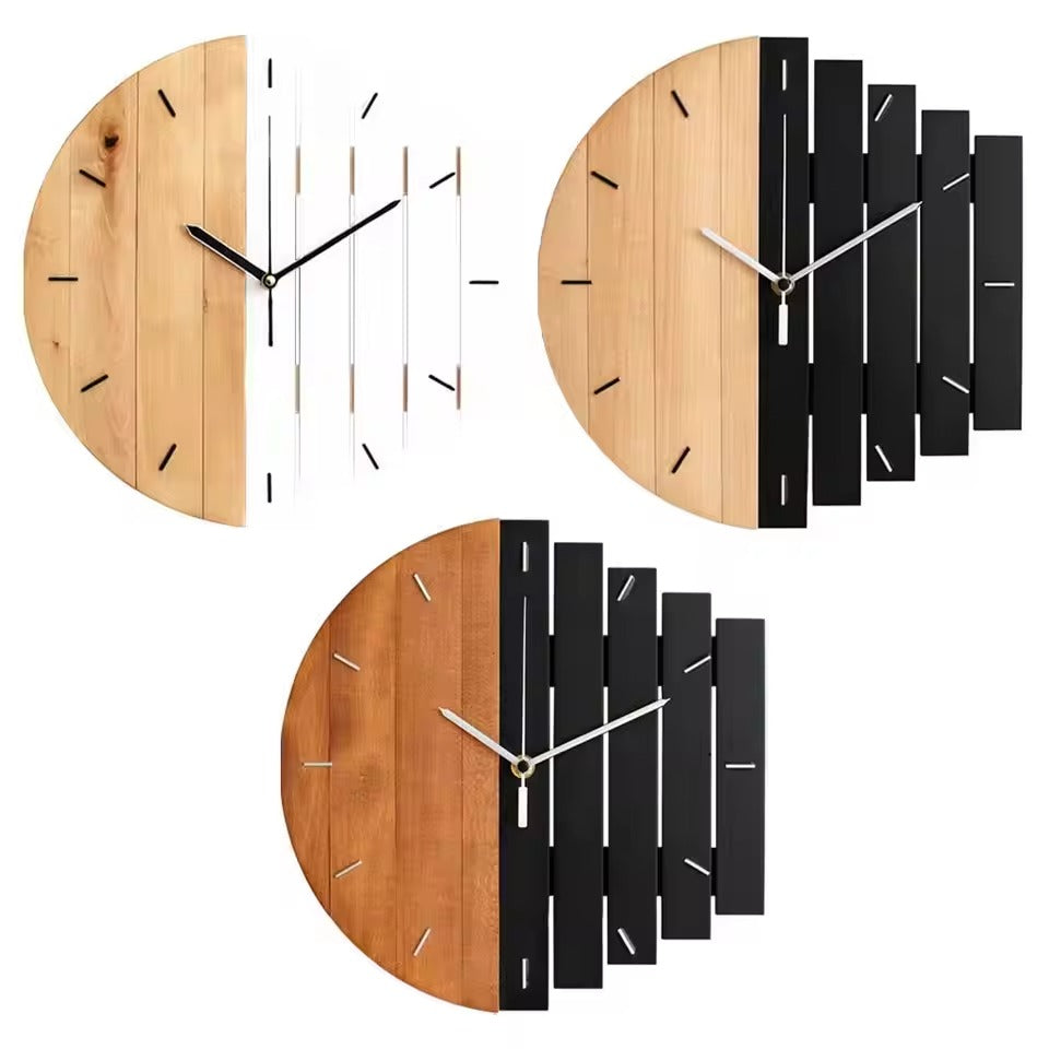 RusticRhythm | Houten Decoratieve Wandklok - Natuurlijk Hout, Elegant Ontwerp voor Thuis & Kantoor