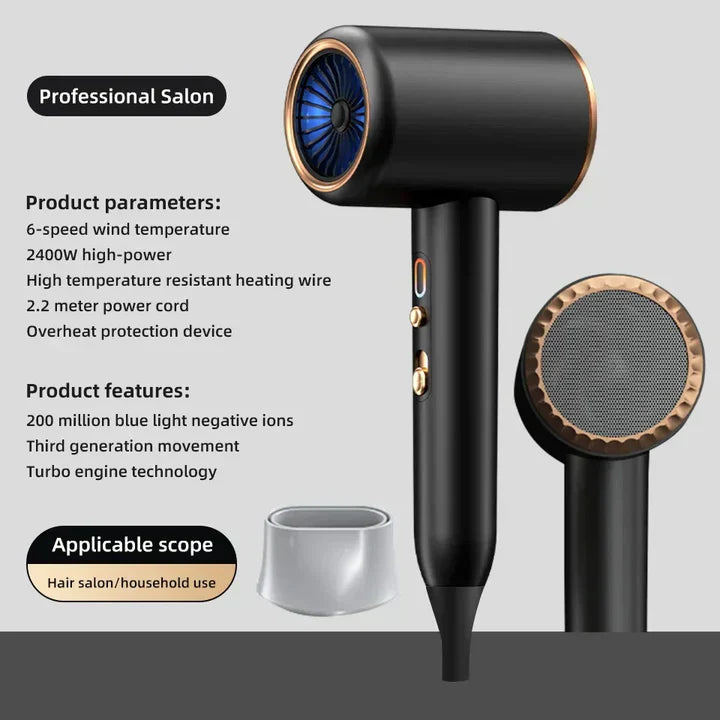 IonBlaze | 2400W Professionele Ionische Haardroger - Warme & Koude Lucht, Pluisvrij Haar