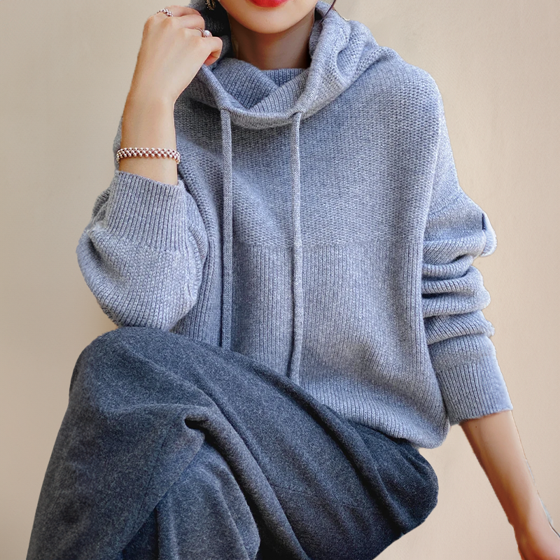 Wysteria | Dames Comfortabele Gebreide Hoodie – Zachte Pullover met Capuchon