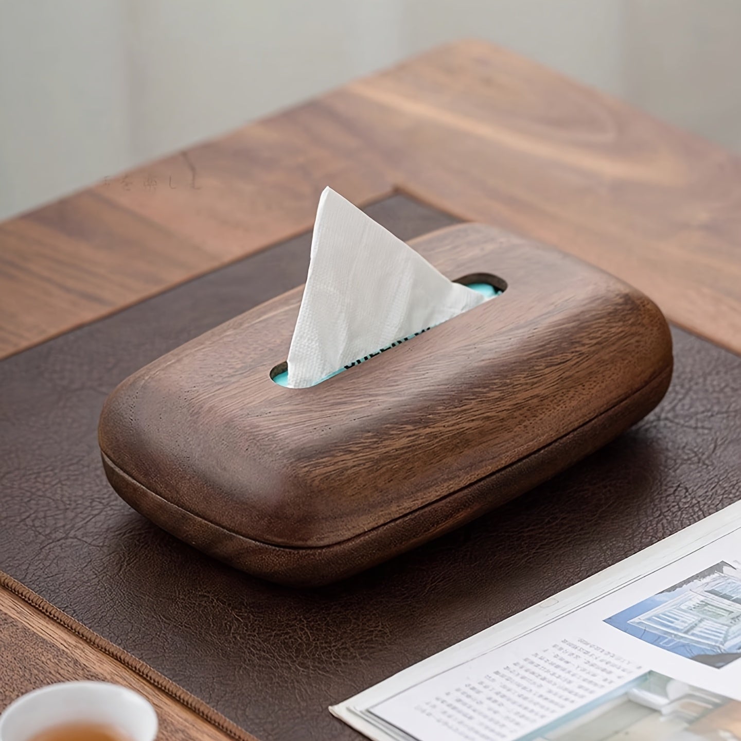 TimberTissue | Walnoothouten tissueboxhouder - Moderne minimalistische houten hoes voor op tafel,