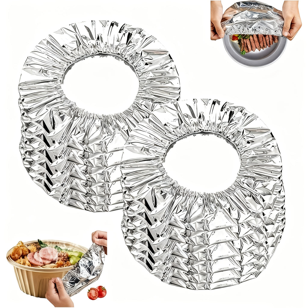 MealGuard | Rekbare aluminiumfolie voedselafdekkingen – 50 stuks, herbruikbare luchtdichte deksels voor kommen en borden