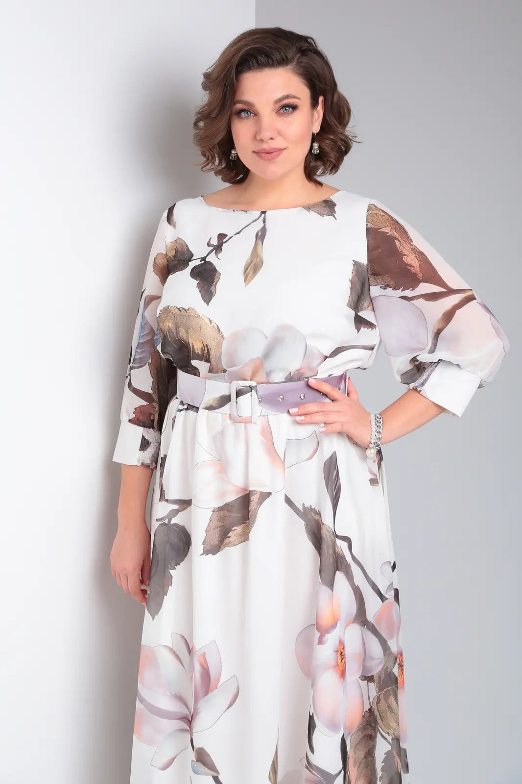 Zelyn | Bloemen maxi-jurk voor dames – elegante A-lijn lange jurk met ceintuur