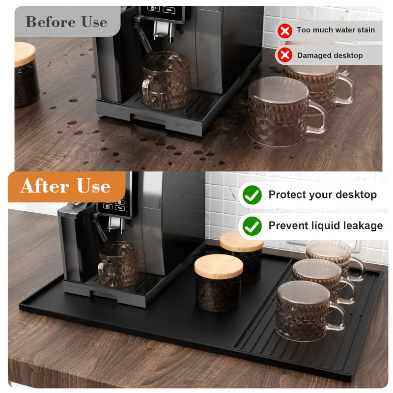BrewPad | 2-in-1 siliconen koffiemat met verhoogde randen - hittebestendige antislip koffiebarbeschermer