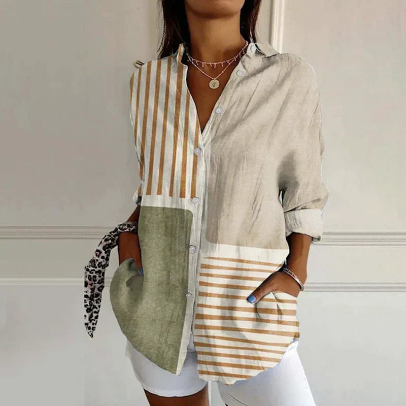Maely | Elegante damesblouse – Klassieke vintage casual top met lange mouwen