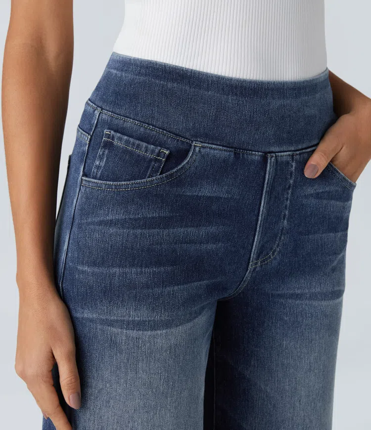 Rexina | Dames high-waisted wijde jeans – Comfortabele stretchdenim, trendy losvallende casual broek