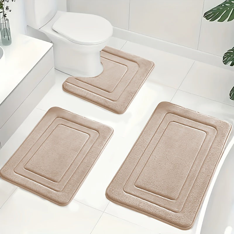 BathNest | 3-delige badkamermat van traagschuim – zacht, absorberend en antislip