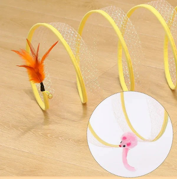 TunnelTwist | Opvouwbare kattentunnel voor katten – interactief, veerspeeltje, draagbaar en leuk