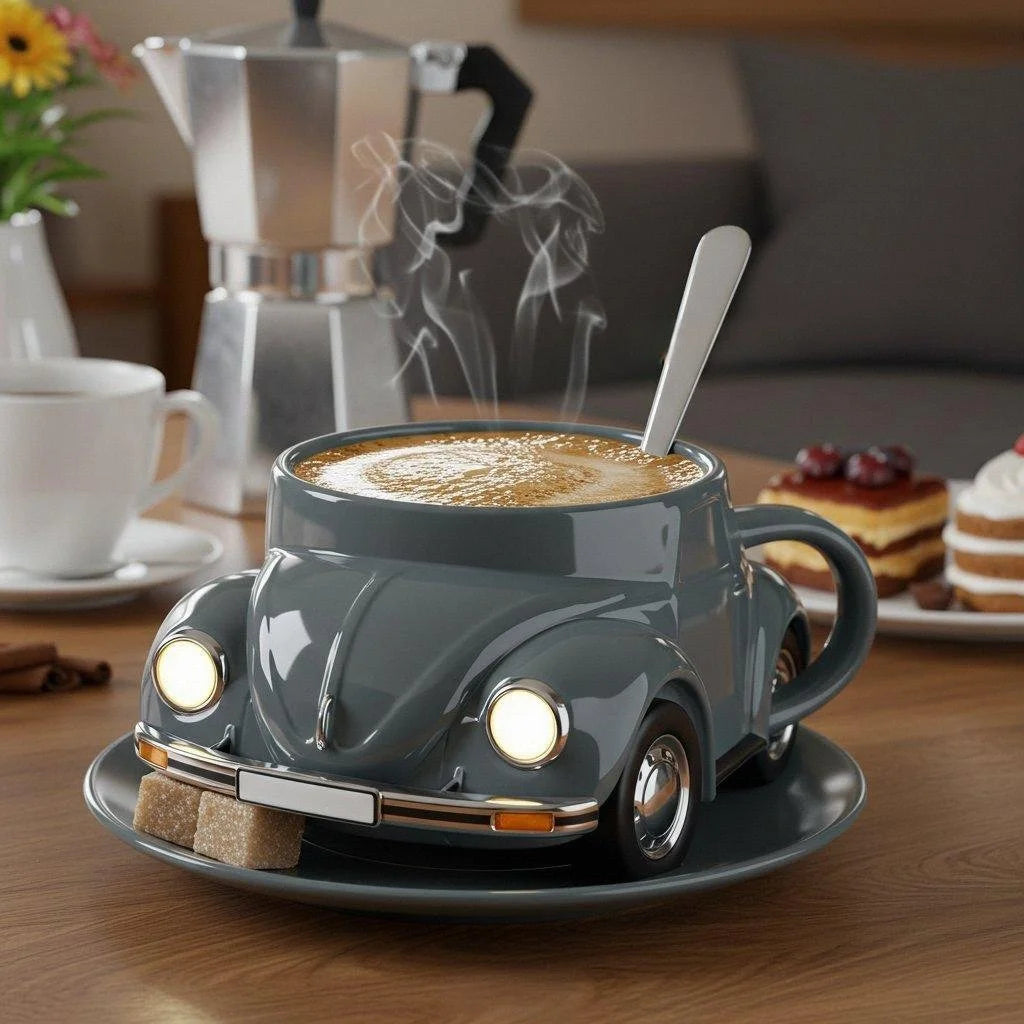 BeetleCup | Beetle Car keramische koffiemok – Unieke 3D-thee- en koffiemok in de vorm van een auto
