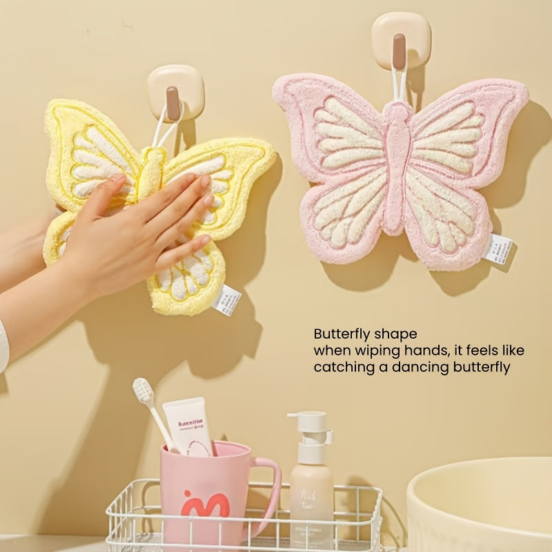 CozeFly | Butterfly-handdoek van coral fleece om op te hangen, dik, zacht, sneldrogend