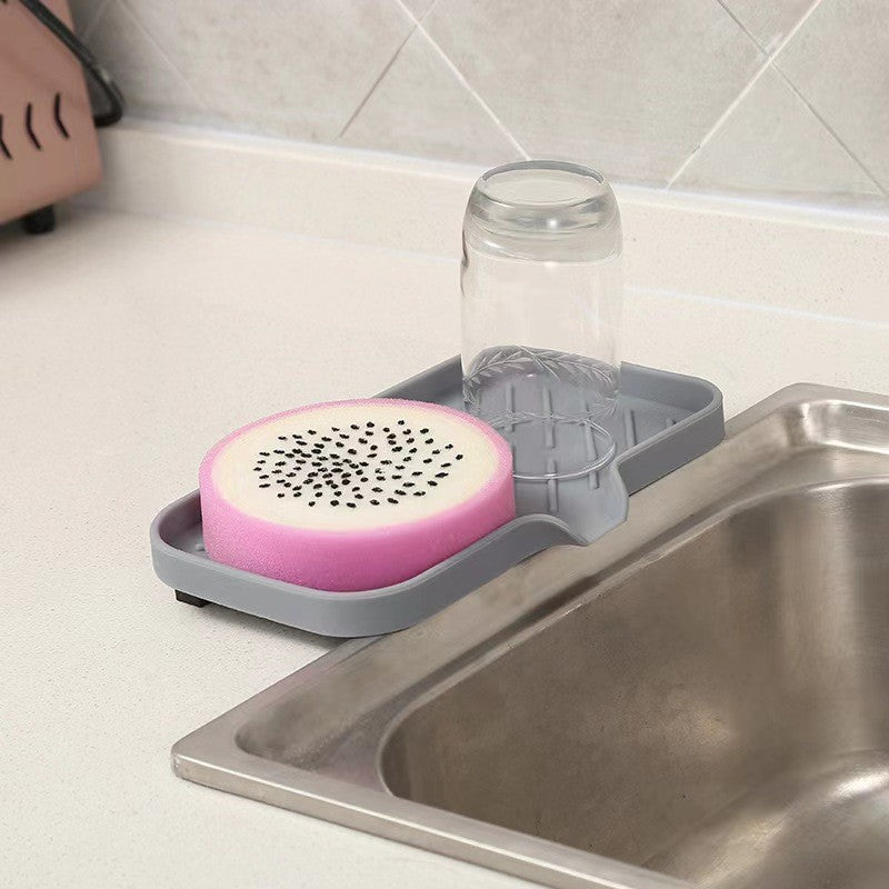 DryDeck | Sneldrogende antislipmat voor keuken- en badkamervoorbladen met afdruipuitloop, zeep- en accessoirehouder